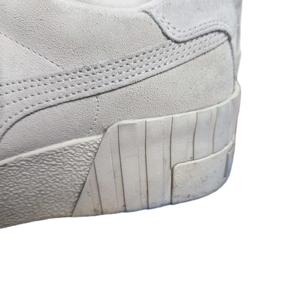 Puma Cream Gray Cali‎ Wedge Platform Womens Suede Running Shoes Size 10